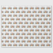 Waterverf kerstkonijnen in sneeuw cadeaupapier (Vlak)