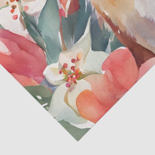 Waterverf Kerstkonijnen Rood Goud Bloem Tissuepapier (Detail)