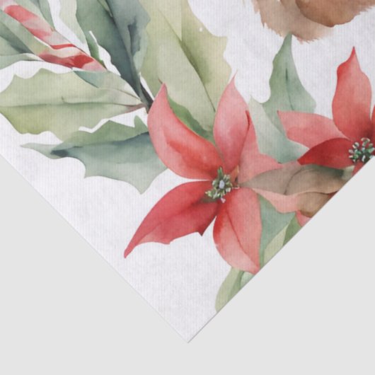 Waterverf Kerstkonijnen Rood Goud Bloem Tissuepapier (Detail)