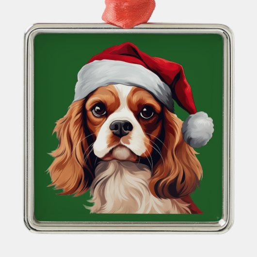 Waterverf Kerstkoning Charles Spaniel Ornament (Voorkant)