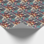 Waterverf Kerstkous met Kittens Cadeaupapier (Hoek)