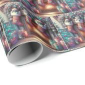 Waterverf Kerstkous met Kittens Cadeaupapier (Rol Hoek)