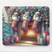 Waterverf Kerstkous met Kittens Muismat (Voorkant)