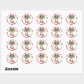 Waterverf Kerstkous met Polka Dots Ronde Sticker (Vel)