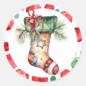 Waterverf Kerstkous met Polka Dots Ronde Sticker (Voorkant)