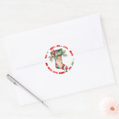 Waterverf Kerstkous met Polka Dots Ronde Sticker (Envelop)