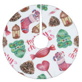 WATERVERF KERSTKOUSEN BOMEN DENNEN KEGELS KERSTBOOM ROK (Voorkant)