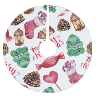 WATERVERF KERSTKOUSEN BOMEN DENNEN KEGELS KERSTBOOM ROK