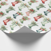 Waterverf kerstkousen cadeaupapier (Hoek)