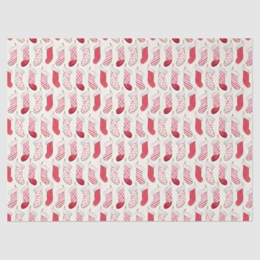 Waterverf kerstkousen Vintage Tissuepapier (Voorkant)