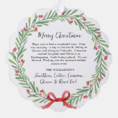 Waterverf Kerstkrans Aangepaste fotobrief Ornament Kaart (Achterkant)