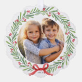 Waterverf Kerstkrans Aangepaste fotobrief Ornament Kaart (Voorkant)