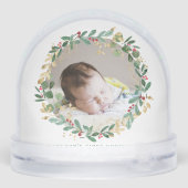 Waterverf Kerstkrans Baby Eerste Kerstdag Sneeuwbol (Achterkant)