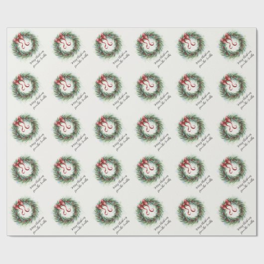 Waterverf Kerstkrans Cadeaupapier (Vlak)