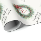 Waterverf Kerstkrans Cadeaupapier (Rol Hoek)