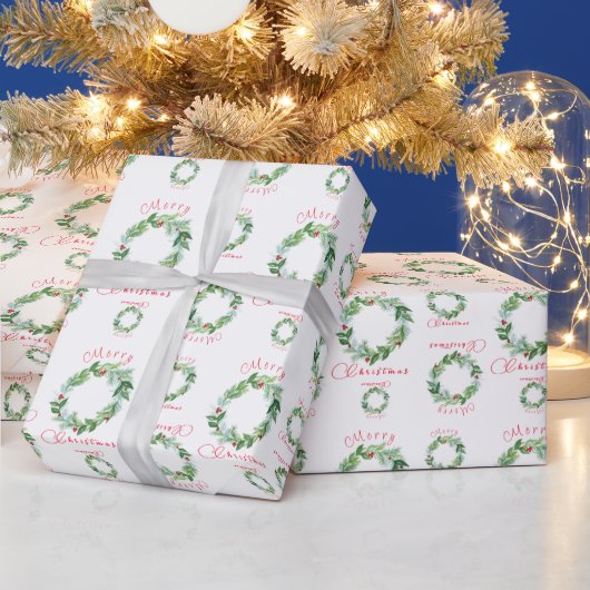 Waterverf kerstkrans cadeaupapier (Feestdagen)