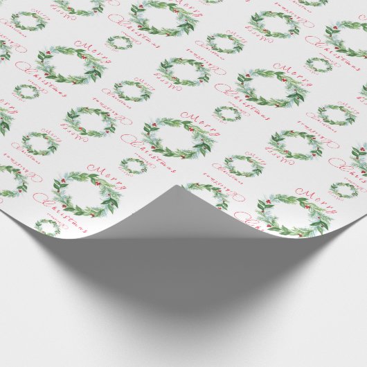 Waterverf kerstkrans cadeaupapier (Hoek)
