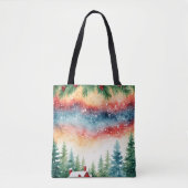 Waterverf Kerstkrans Canvas tas (Voorkant)