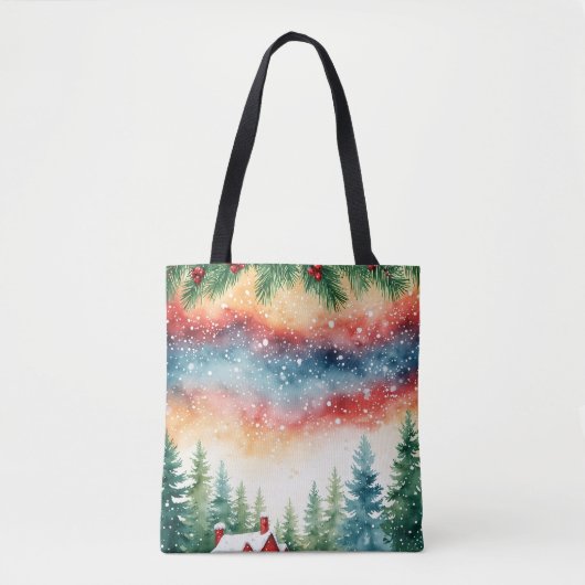 Waterverf Kerstkrans Canvas tas (Voorkant)