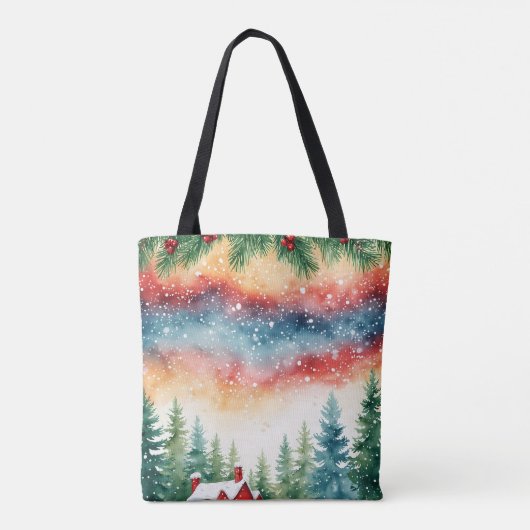 Waterverf Kerstkrans Canvas tas (Achterkant)