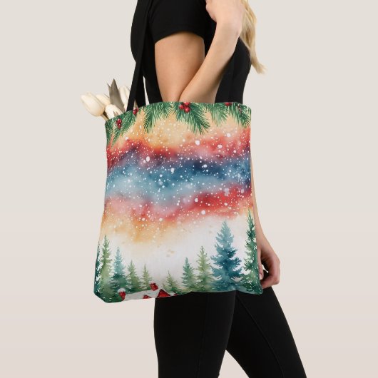 Waterverf Kerstkrans Canvas tas (Dichtbij)