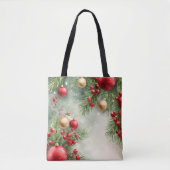 Waterverf Kerstkrans Canvas tas (Voorkant)