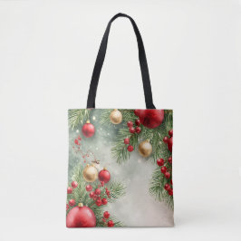 Waterverf Kerstkrans Canvas tas
