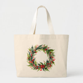 Waterverf Kerstkrans Classic Canvas tas