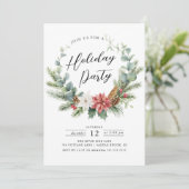 Waterverf kerstkrans feestdag kaart (Staand voorkant)