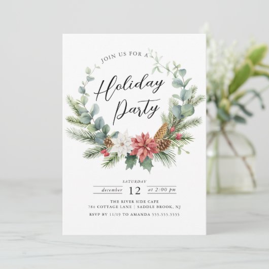 Waterverf kerstkrans feestdag kaart (Staand voorkant)