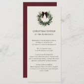 Waterverf kerstkrans feestelijk diner menu (Voorkant / Achterkant)