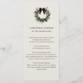 Waterverf kerstkrans feestelijk diner menu (Voorkant)