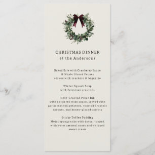 Waterverf kerstkrans feestelijk diner menu