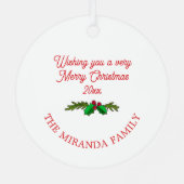 Waterverf Kerstkrans gepersonaliseerd Metalen Ornament (Achterkant)