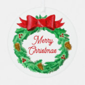 Waterverf Kerstkrans gepersonaliseerd Metalen Ornament (Voorkant)