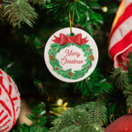 Waterverf Kerstkrans gepersonaliseerd Metalen Ornament