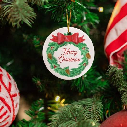 Waterverf Kerstkrans gepersonaliseerd Metalen Ornament