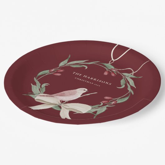 Waterverf Kerstkrans gepersonaliseerd Papieren Bordje (Gekanteld)