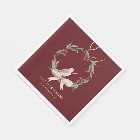 Waterverf Kerstkrans gepersonaliseerd Servet (Hoek)