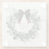 Waterverf Kerstkrans gepersonaliseerde naam Glazen Onderzetter (Achterkant)