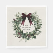 Waterverf Kerstkrans gepersonaliseerde naam Servet (Voorkant)