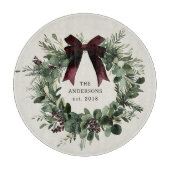 Waterverf Kerstkrans gepersonaliseerde naam Snijplank (Voorkant)