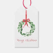 Waterverf Kerstkrans Gift Label Cadeaulabel (Voorkant)