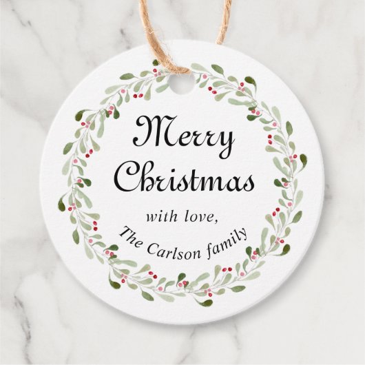 Waterverf Kerstkrans Kerst label (Voorkant)