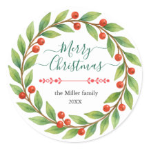 Waterverf kerstkrans met aangepaste tekst