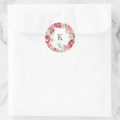 Waterverf Kerstkrans Monogram Initiaal Ronde Sticker (Tas)
