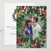 Waterverf Kerstkrans Vrolijk en helder Foto Feestdagenkaart (Voorkant / Achterkant)
