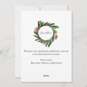 Waterverf Kerstkrans Vrolijk en helder Foto Feestdagenkaart (Achterkant)