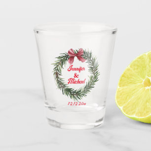 waterverf Kerstkrans Winterbruiloft Shot Glas