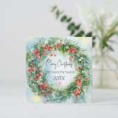 Waterverf Kerstkrans Wintergroen Bedankkaart (Staand voorkant)